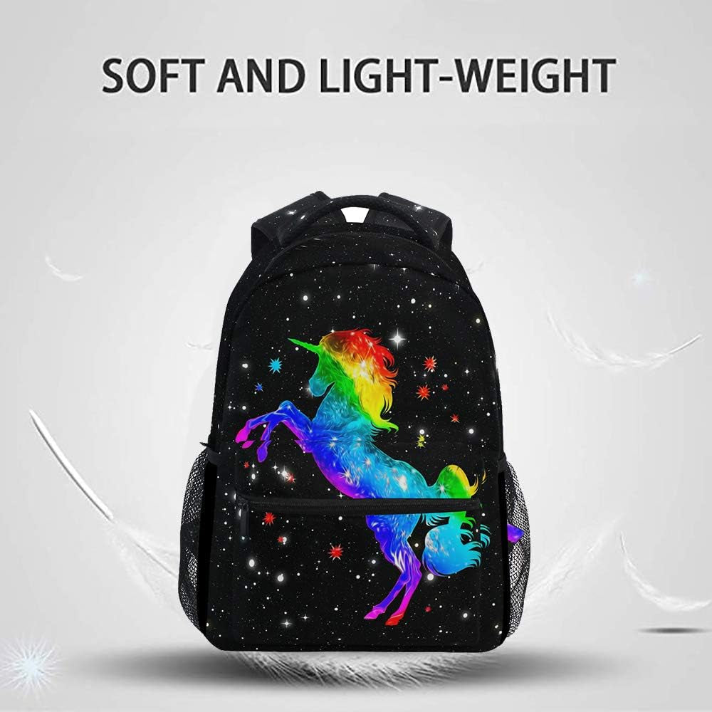 Unicorn Student Backpack for Teen Boys Girls Magic Rainbow Galaxy School Bag Bookbag Travel Laptop Daypack Book Bag Shoulder Bag for Kids Elementary