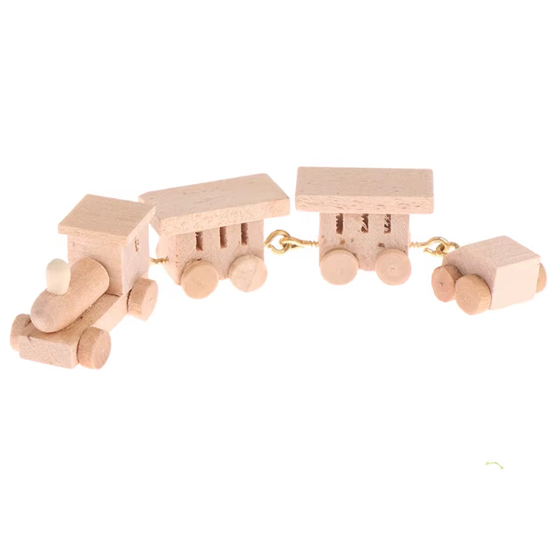 1Pc Mini Wooden Train Simulation Model Toys 1/12 Dollhouse Miniature Accessories for Doll House Decoration Educational Toys