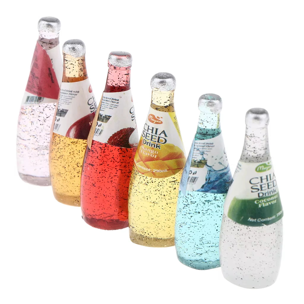 2/4/6Pcs Dollhouse Miniatures Glass 1:12 Wine Bottles Plastic Set Liquor Miniature Champagne Cocktail Bottles Model Accessory