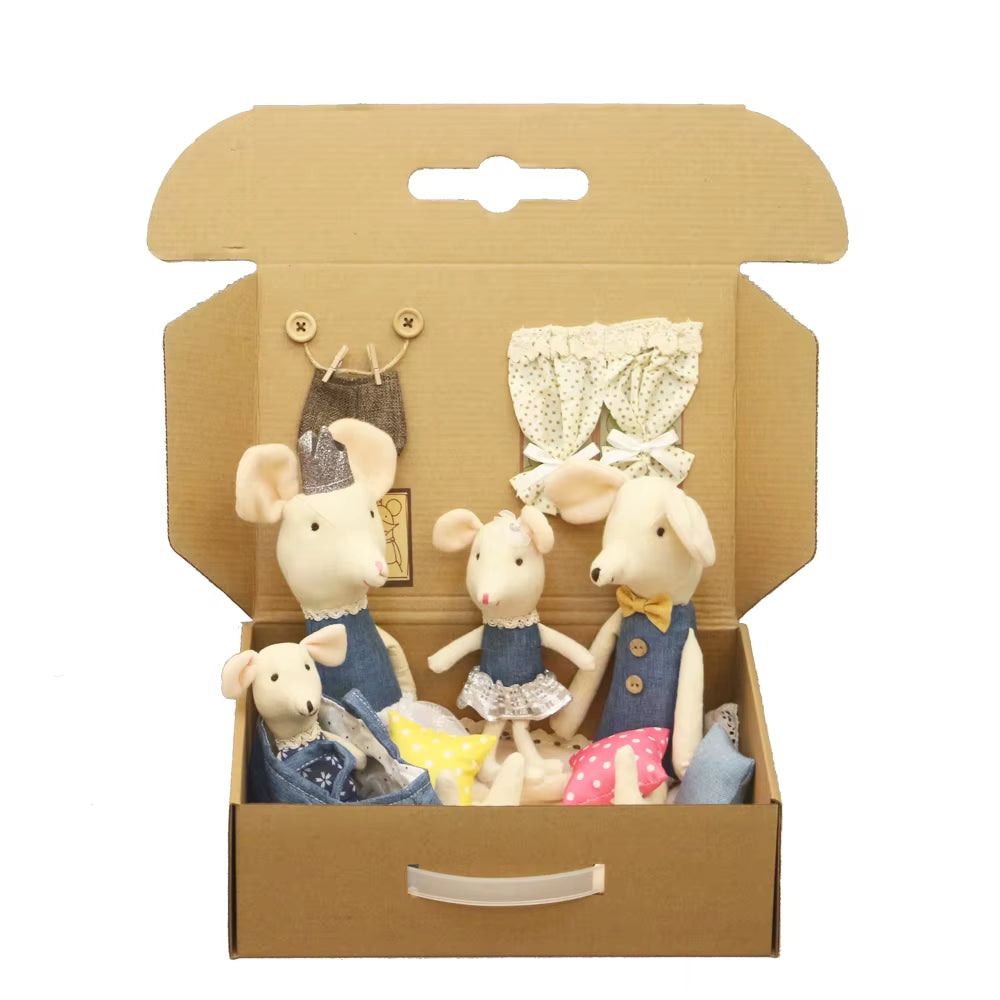 Cute Stuffed Animals Mouse Dolls Family Dollhouse Mini Plush Christmas Birthday Gifts Little Mouse Plush Dolls