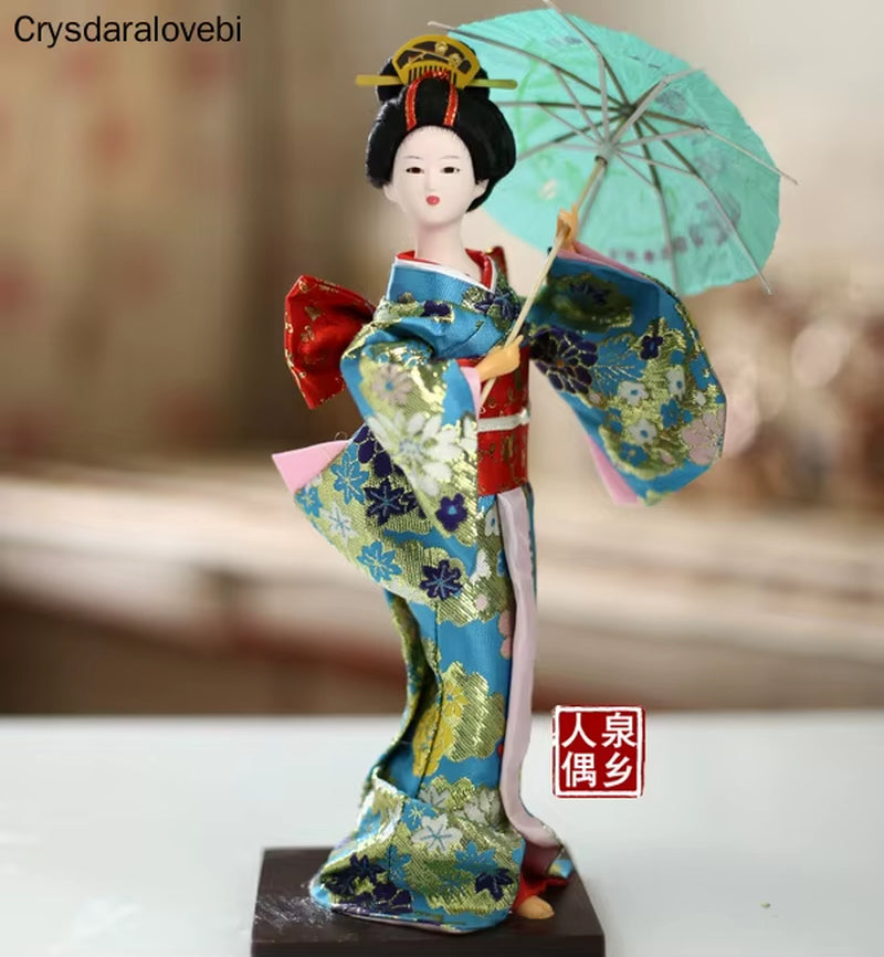 30Cm Kawaii Japanese Lovely Geisha Figurines Dolls with Beautiful Kimono New House Office Decoration Miniatures Birthday Gift