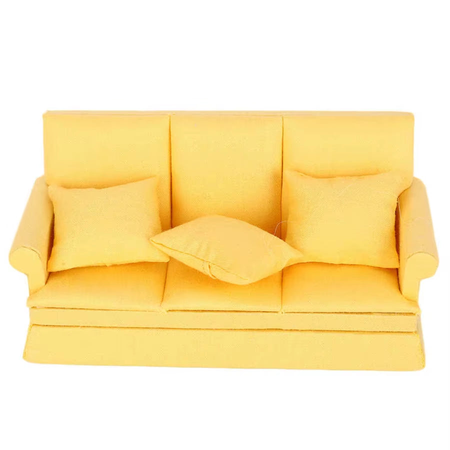 1:12 Mini Dollhouse Furniture Sofa Simulation Miniature Living Room Chairs Kids Pretend Play DIY Doll House Decor