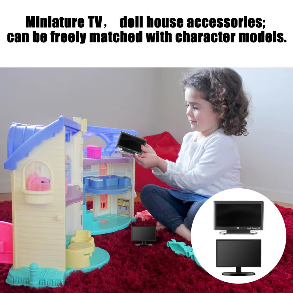 1:12 Doll House TV Remote Control Simulation Miniature Furniture Dollhouse Living Room Decor Television Gift for Girl and Boy