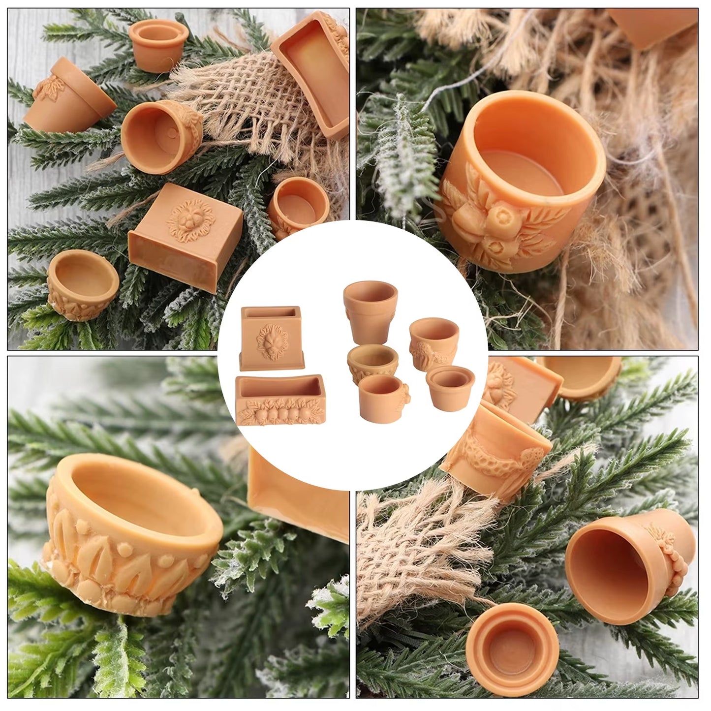 7 Pcs/Set Collectibles Mini Miniature Bonsai Flower Pot for 1/12 Doll House Fairy Garden Decor Accessories