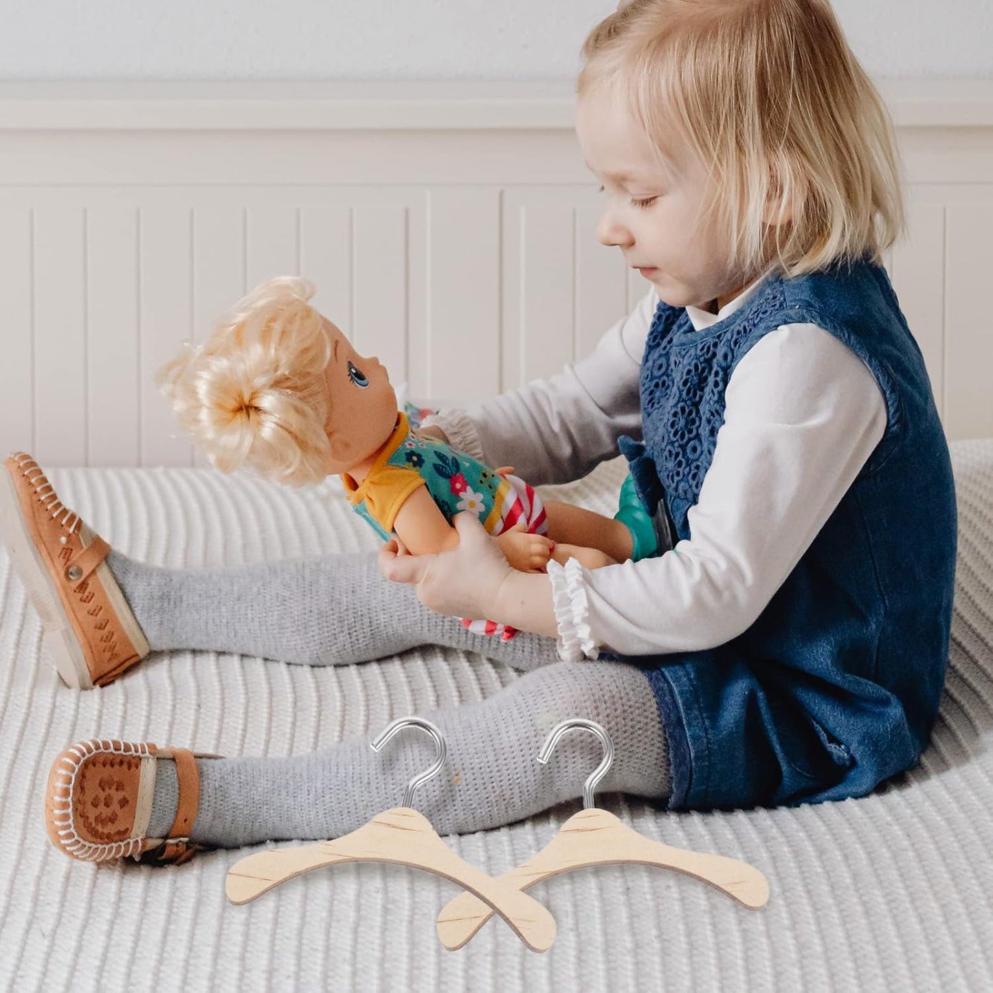 10Pcs Dolls Accessory Hanger Bjd Dolls Hanger Doll Wooden Clothes Hanger Wooden Hanger