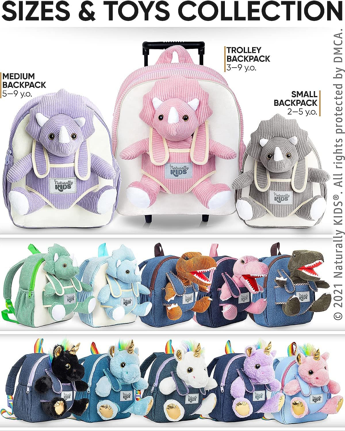 Purple Dinosaur Backpack for Girls 4-5, Triceratops Backpack, Dinosaur Gifts for 4-5 Year Old Girls