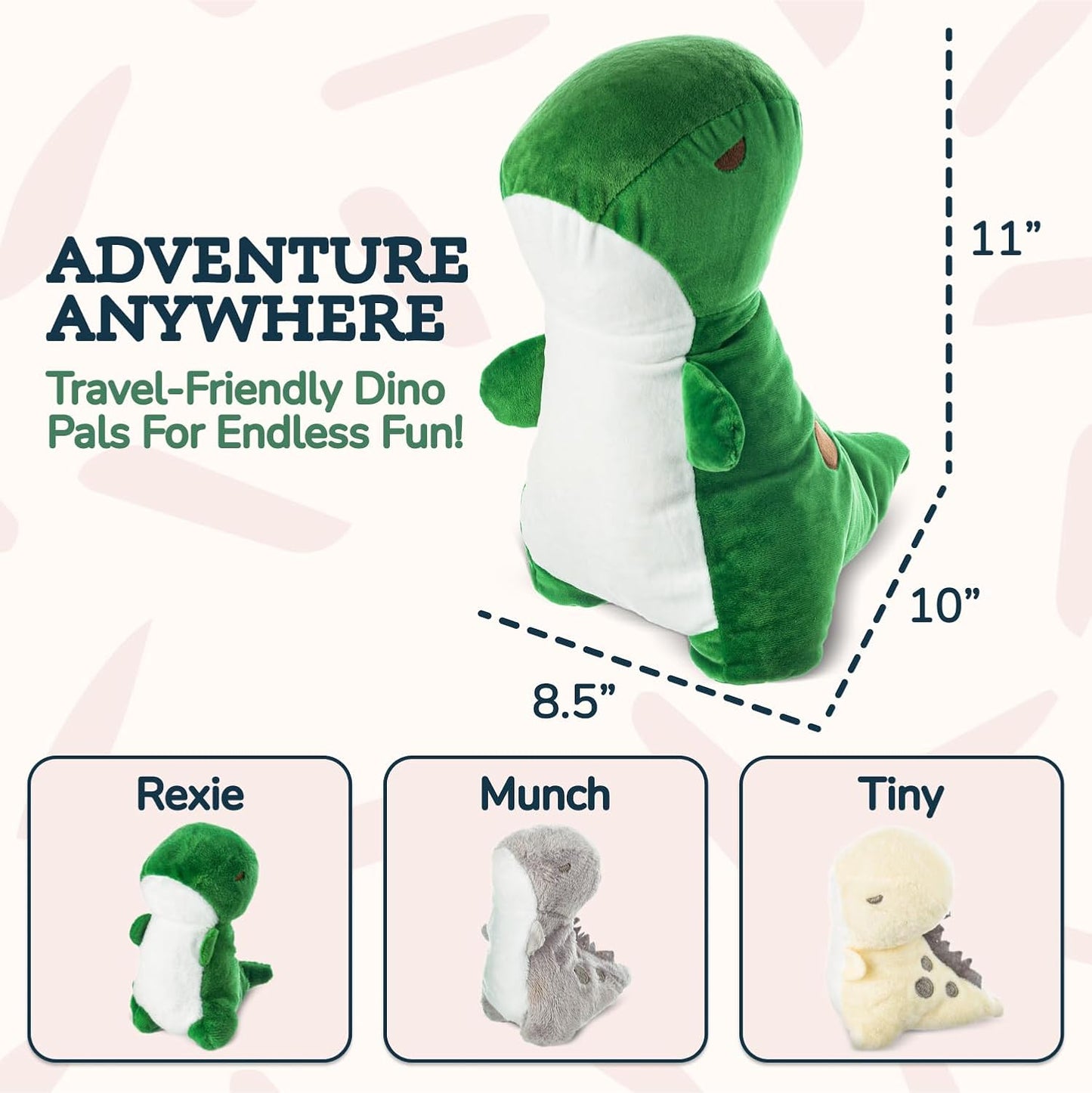 Dinosaur Stuffed Animals - T-Rex Mommy with 3 Babies in Her Tummy - Cuddly Dino Plushies for Imaginative Play - Plush Toys Suitable for Kids 3 Years Old and above - 10" X 8.5" X 11"