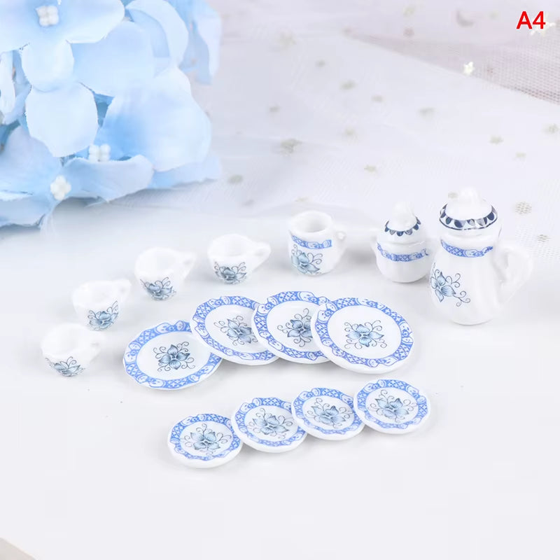 29 Styles Ceramic Cup Set Scale 1:12 Doll House Miniature Porcelain Tea Cup Set Tableware Kitchen Dollhouse Teapot DIY Toys
