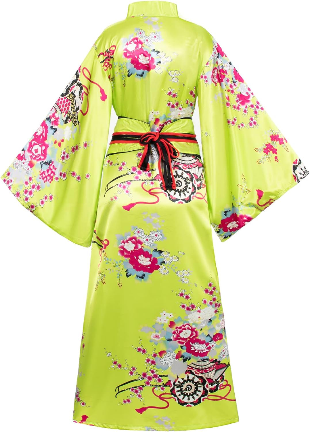 Japanese Anime Women'S Kimono Robe Geisha Yukata Sweet Dress Blossom Satin Bathrobe Sleepwear Fans Tabi Socks Set