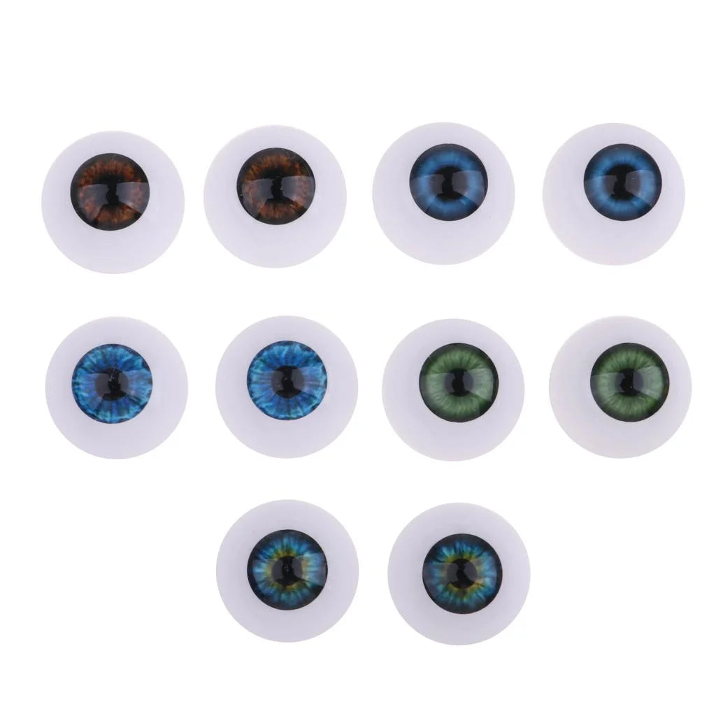 20Mm Acrylic round Oblate Eyeballs Eyes Crafts Realistic Props for Baby Doll Doll Accessories DIY Supply 5 Pairs/Set