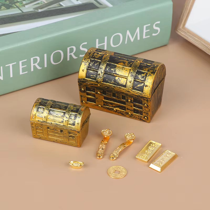 Doll House 1/2/10Pcs 1:12 Miniature Model Doll House Accessories Mini Ruyi Gold Ingot Gold Bar Copper Coin Model Decoration