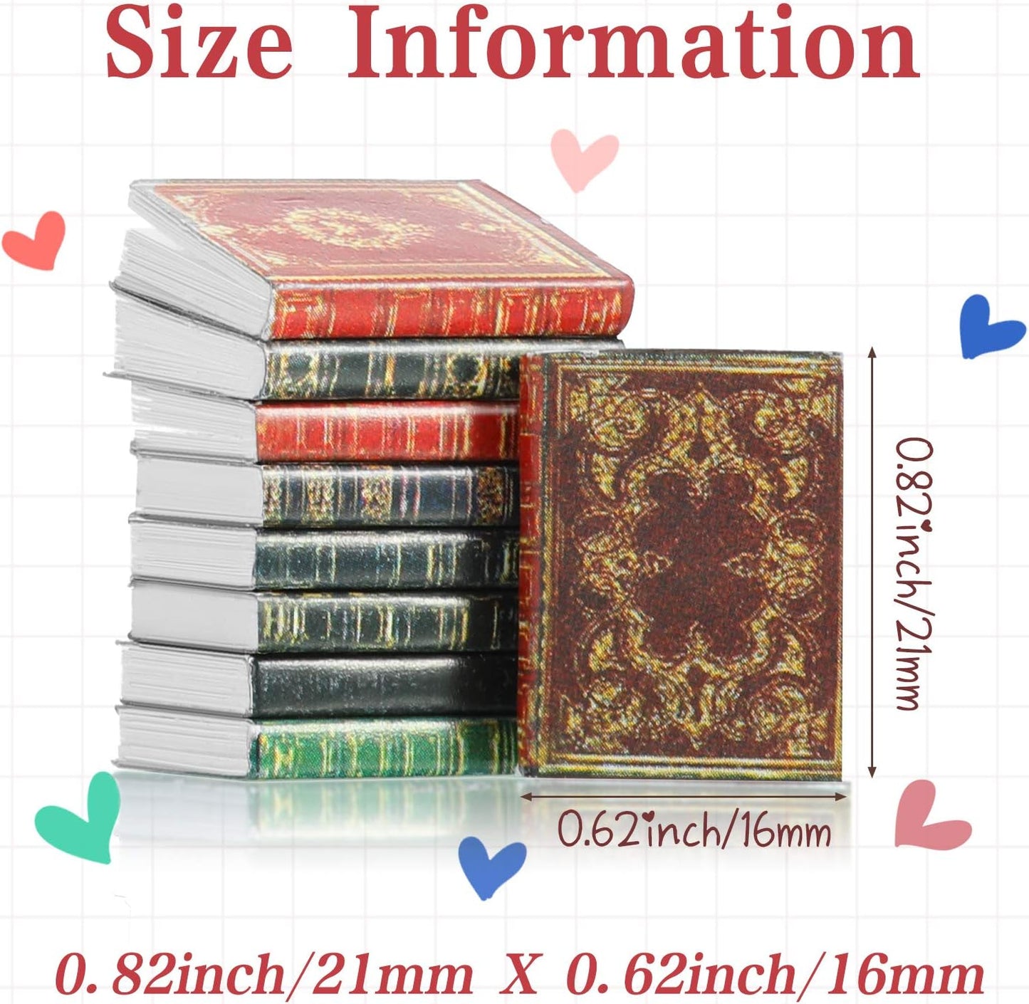 16 Pieces 1:12 Scale Miniatures Dollhouse Books Timeless Mini Books Notebook Model Dollhouse Decoration Accessories for Study Room Bedroom Library(Retro Style)
