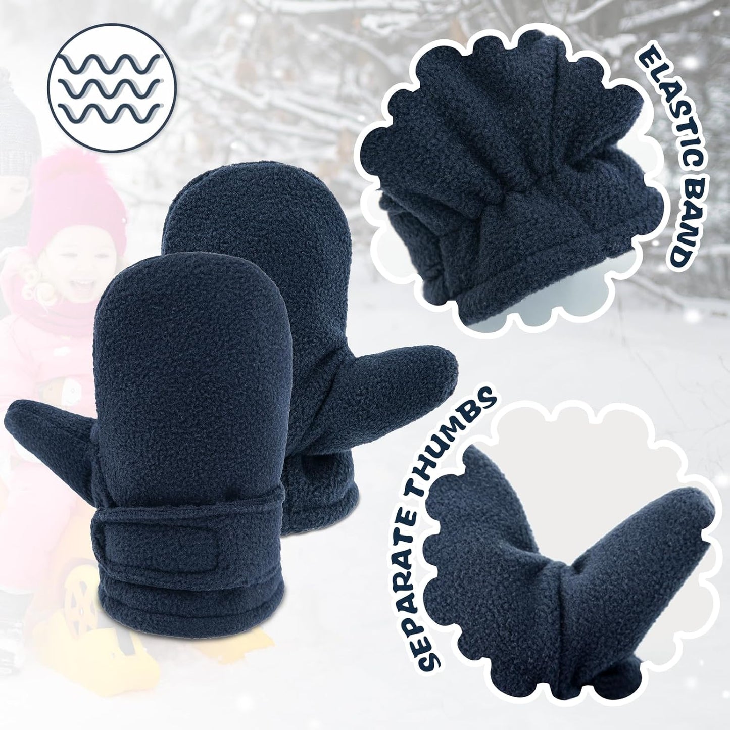 Baby Toddler Winter Mittens Girls Warm Fleece Lined Gloves Kids Sherpa Lined Mittens for Boys