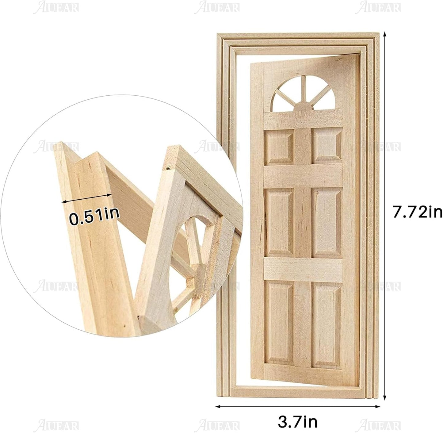 , 1:12 Dollhouse Miniature Furniture Unpaint Wooden Doors for DIY Scene Doll Home Craft (6 Panel Style B)