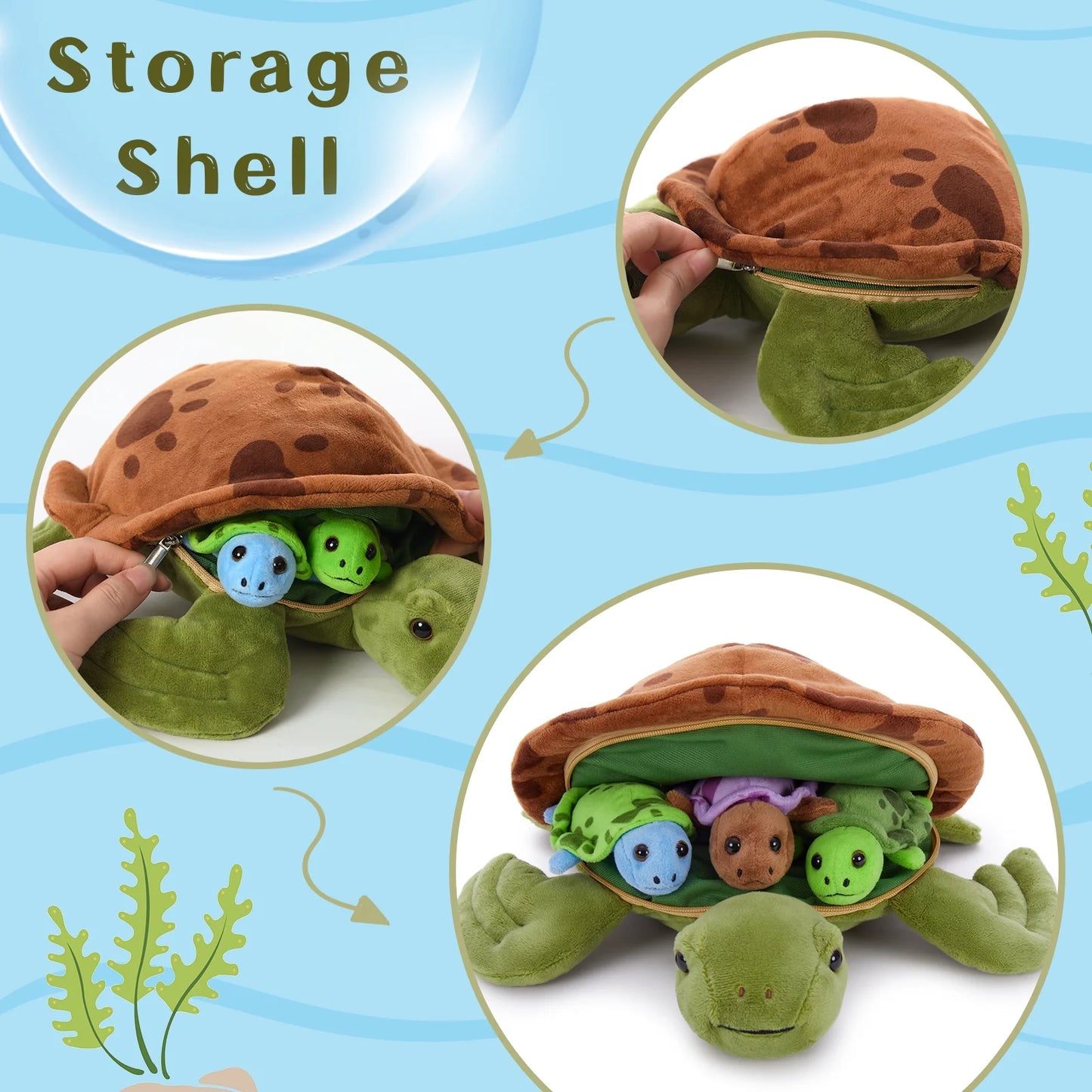 Sea Turtle Stuffed Animal Plush Turtle with 3 Babies