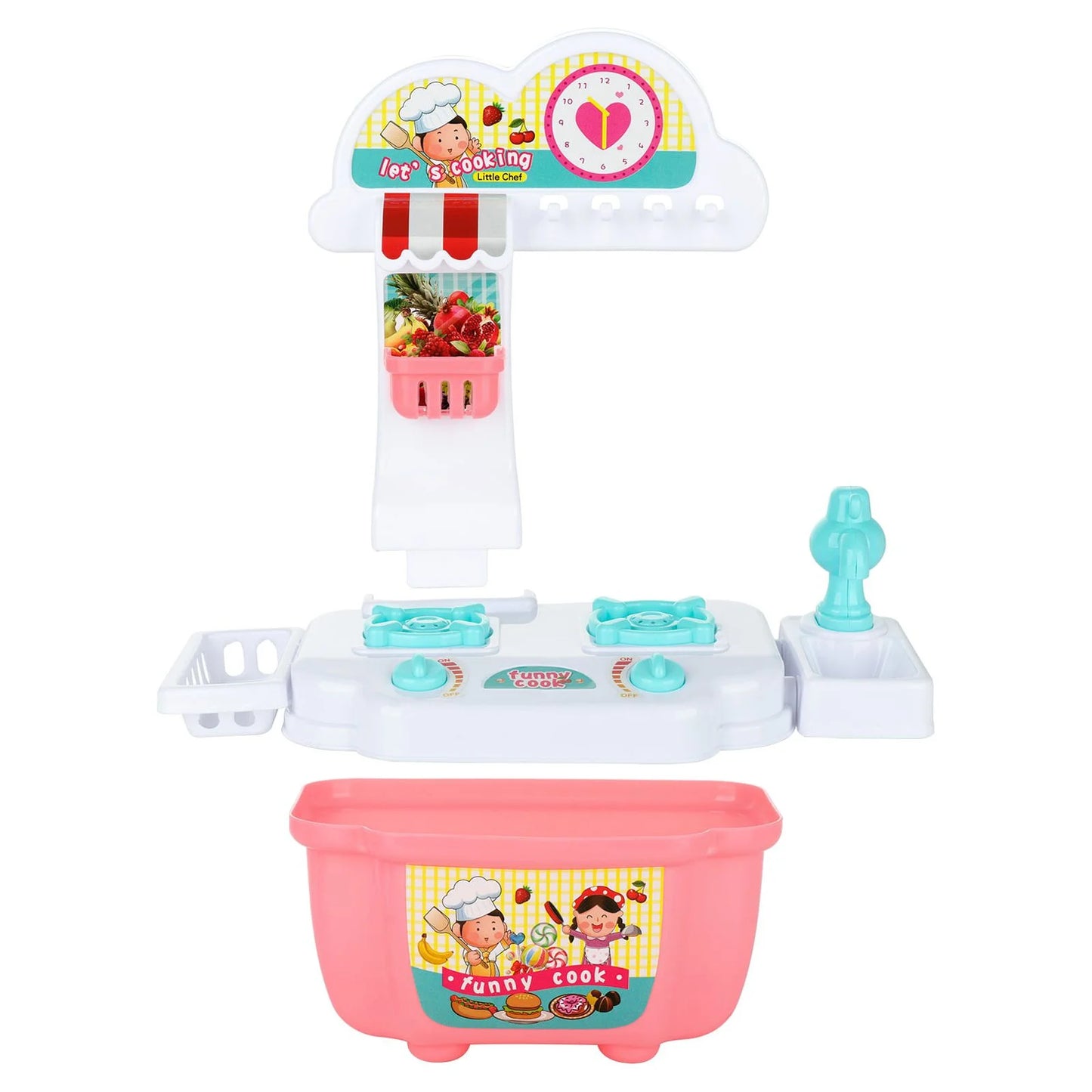 Children Toy Role Play Mini Kitchen Play House Toys for 3-6 Years(10.24*4.13*9.25Inch)