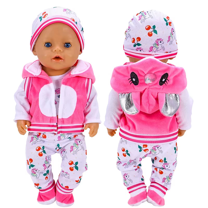 Doll Outfit for 17 Inch 43 Cm Dolls Unicorn Clothes for Baby Born Dolls 5PCS DIY Suit Dolls Accessories Baby Birthday Gift Toy