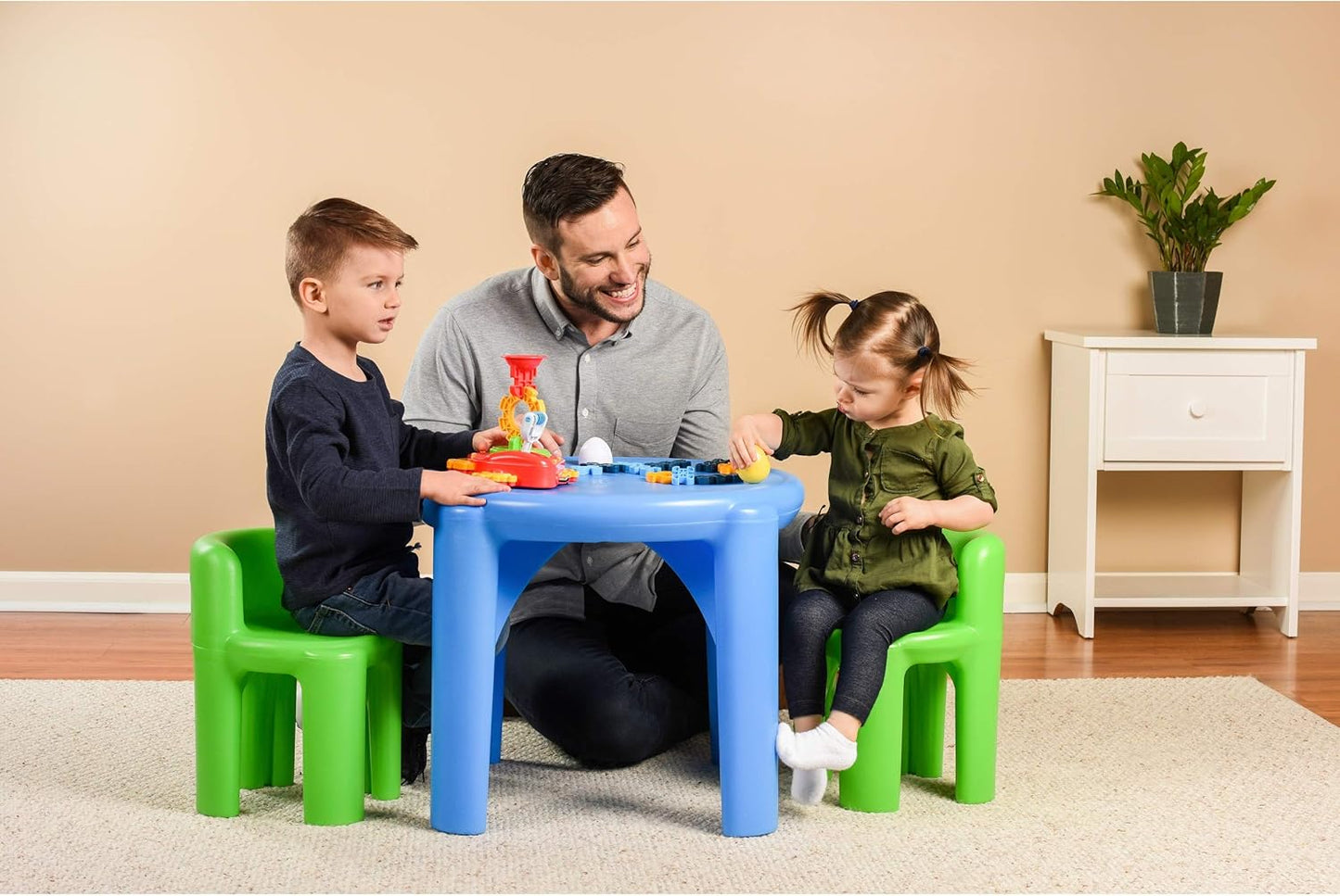 Bright 'N Bold Table & Chairs, Green/Blue, 24 X 24 X 18