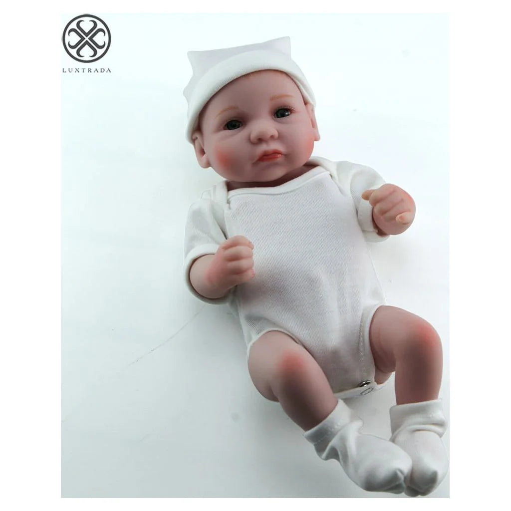 11" Mini Boys Handmade Reborn Real Looking Newborn Baby Vinyl Silicone Realistic Dolls Gift (White)