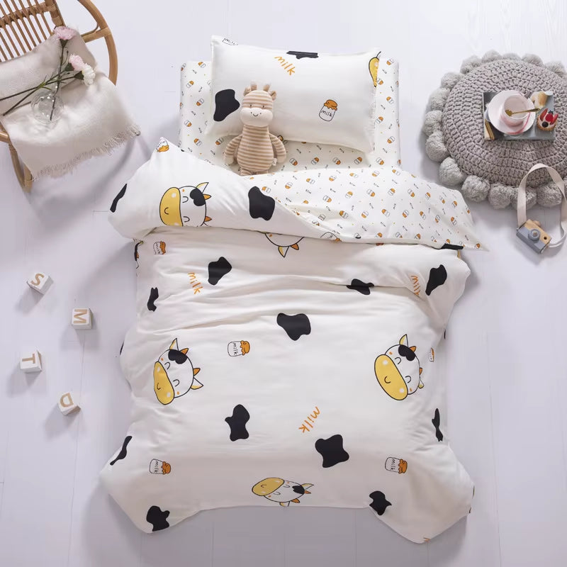 Children'S Cotton Three-Piece Set Kindergarten Nap Cartoon Bed Sheet Quilt Cover Cotton Bedding Kit Pillowcase CP27