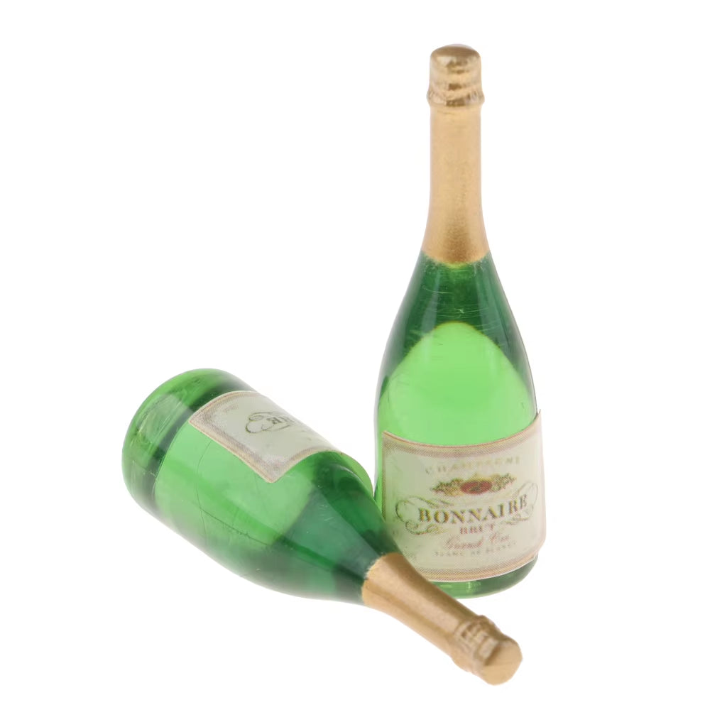 2/4/6Pcs Dollhouse Miniatures Glass 1:12 Wine Bottles Plastic Set Liquor Miniature Champagne Cocktail Bottles Model Accessory