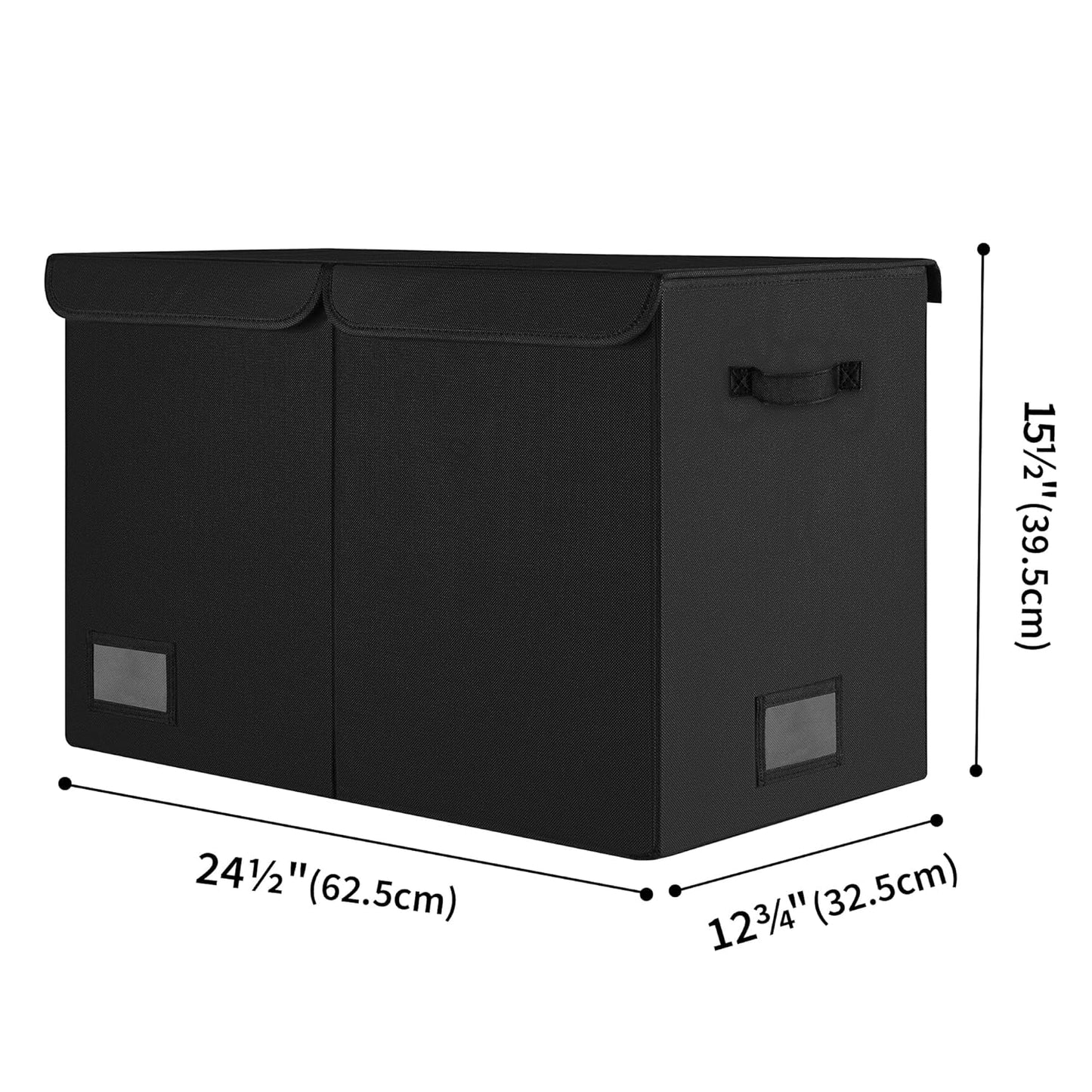 Toy Chest with Lids, Foldable Toy Storage Organizer with Handles, Stuffed Animal Storage for Nursery Room Playroom, Living Room, Large Toy Box for Boys and Girls, Black