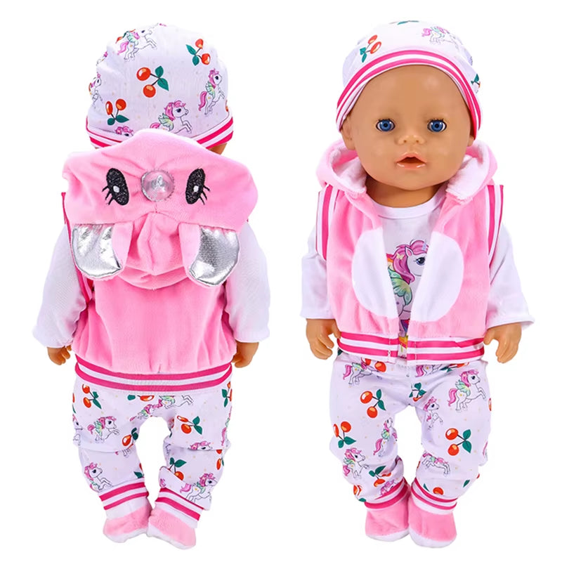 Doll Outfit for 17 Inch 43 Cm Dolls Unicorn Clothes for Baby Born Dolls 5PCS DIY Suit Dolls Accessories Baby Birthday Gift Toy