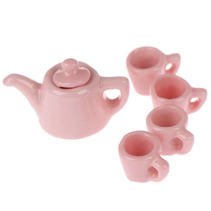 29 Styles Ceramic Cup Set Scale 1:12 Doll House Miniature Porcelain Tea Cup Set Tableware Kitchen Dollhouse Teapot DIY Toys
