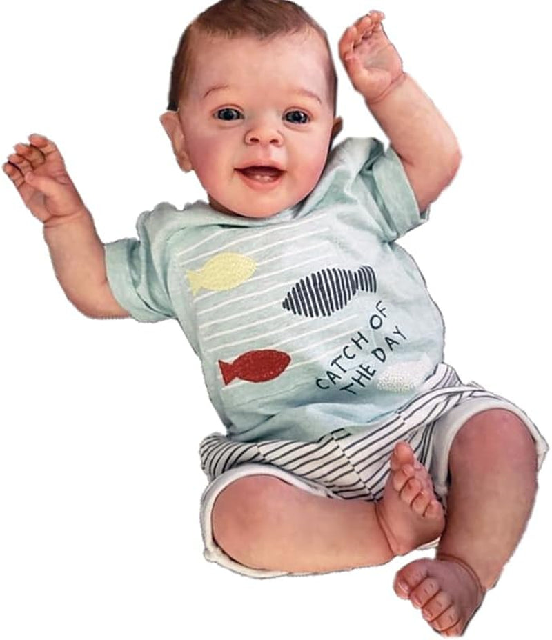 Reborn Toddler Realistic Baby Boy Doll Handmade 24 Inch Soft Vinyl Newborn Baby Dolls That Look Real Silicone Babies with Clothes and Accessories Gift for Kids