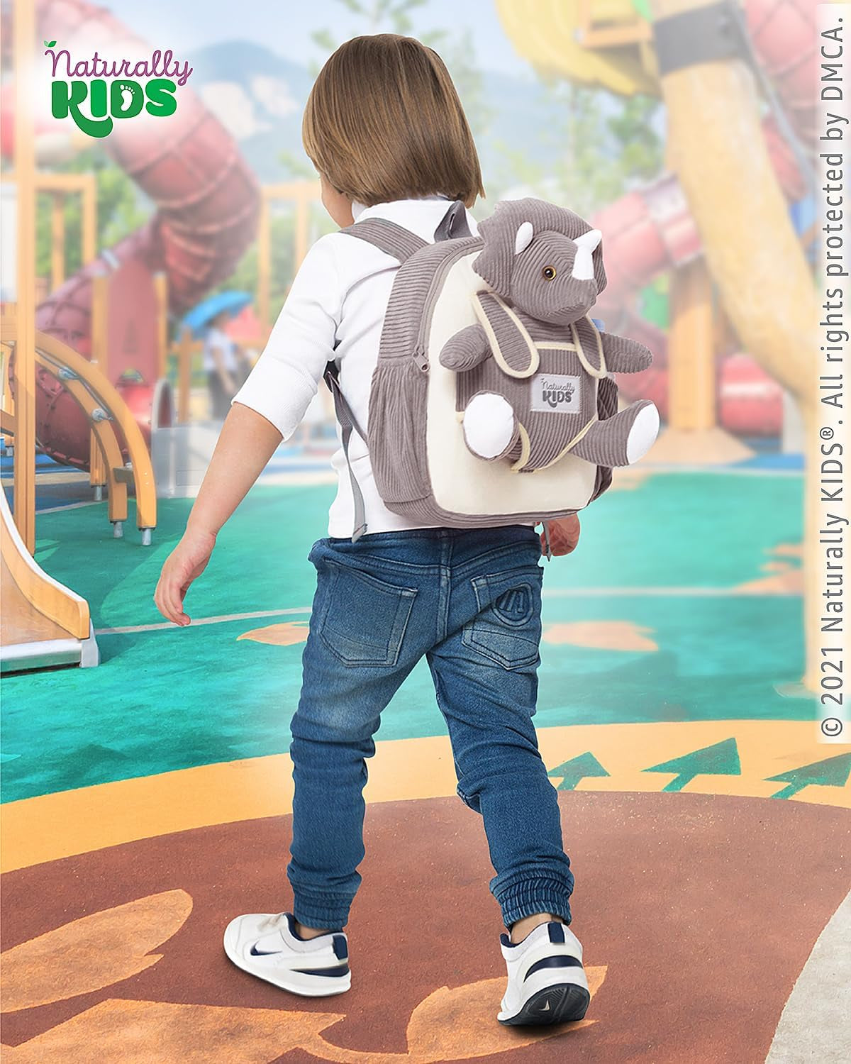 Grey Dinosaur Toys for Girls, Triceratops Toy, Dinosaur Gifts for 2 3 Year Old Girls, Toddler Backpack