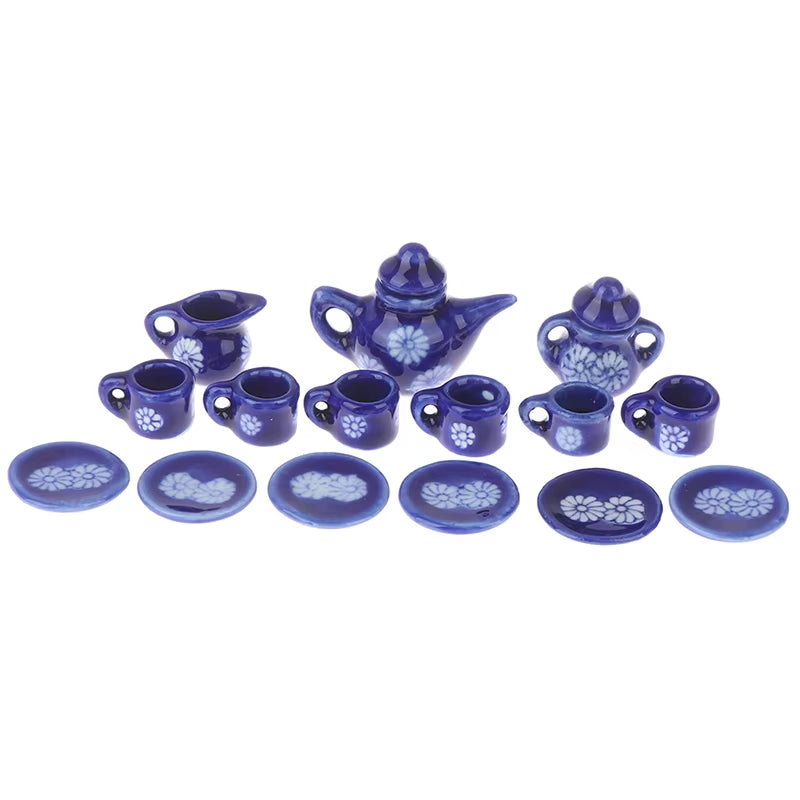 29 Styles Ceramic Cup Set Scale 1:12 Doll House Miniature Porcelain Tea Cup Set Tableware Kitchen Dollhouse Teapot DIY Toys