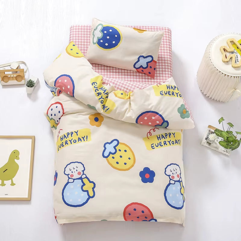 Children'S Cotton Three-Piece Set Kindergarten Nap Cartoon Bed Sheet Quilt Cover Cotton Bedding Kit Pillowcase CP27