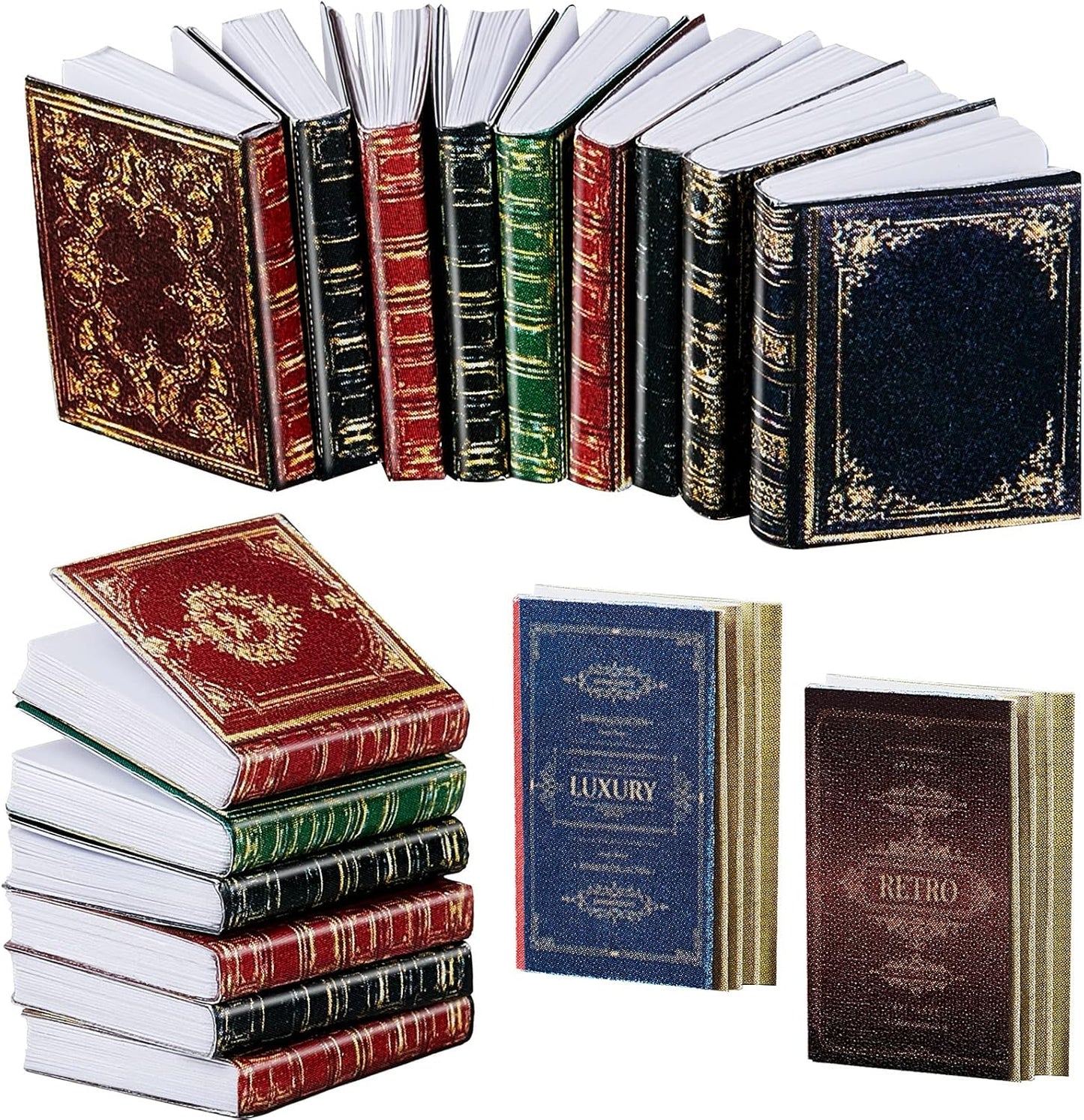 24 Pieces 1:12 Scale Miniatures Dollhouse Books Assorted Miniatures Dollhouse Accessories Small Books Decoration Accessories Doll Toy Supplies(Printed Style)