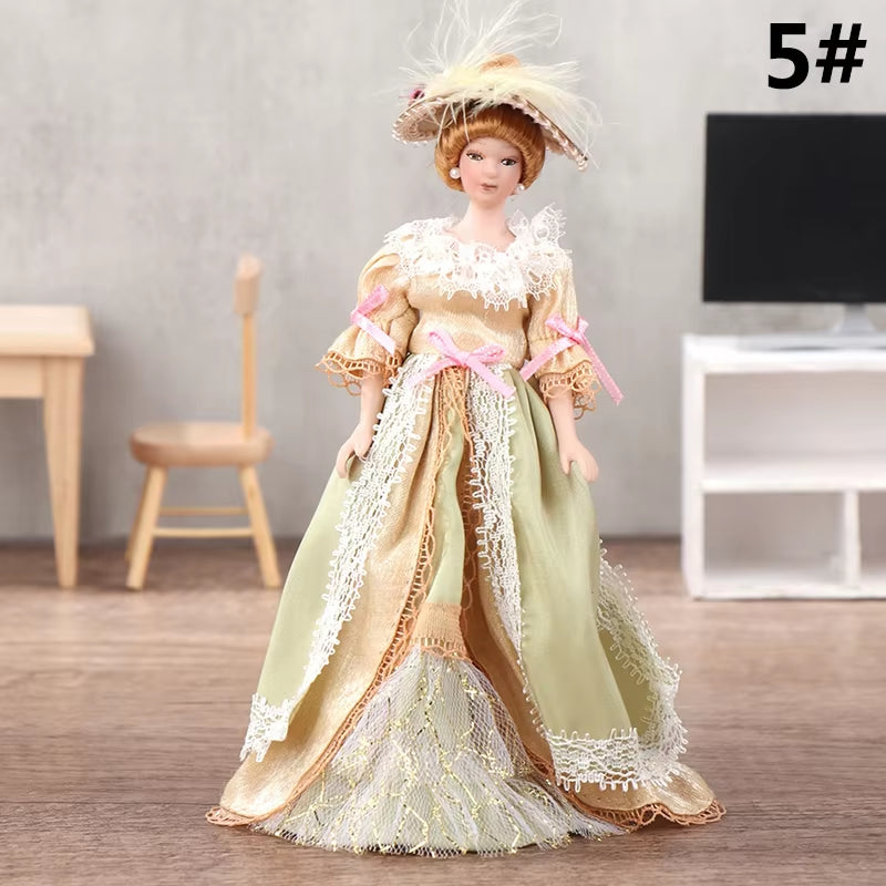 1/12 Dollhouse Miniature Porcelain Doll People Model Beautiful Youth Boy Girl Decor Doll House Toy