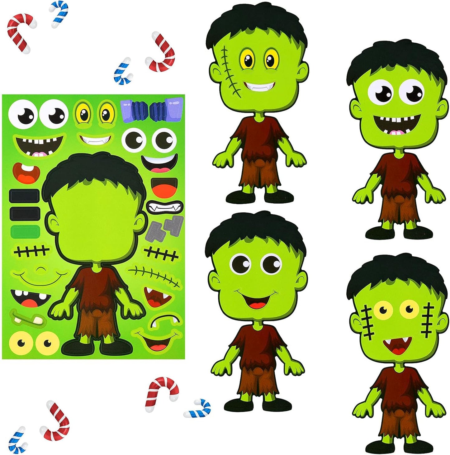 25 Pieces Halloween Stickers Kids Make-A-Face Sticker Halloween Games Stickers Activities Craft Pumpkin Mummy Witch Sticker for Kids Halloween Party Favor (Halloween Witch)
