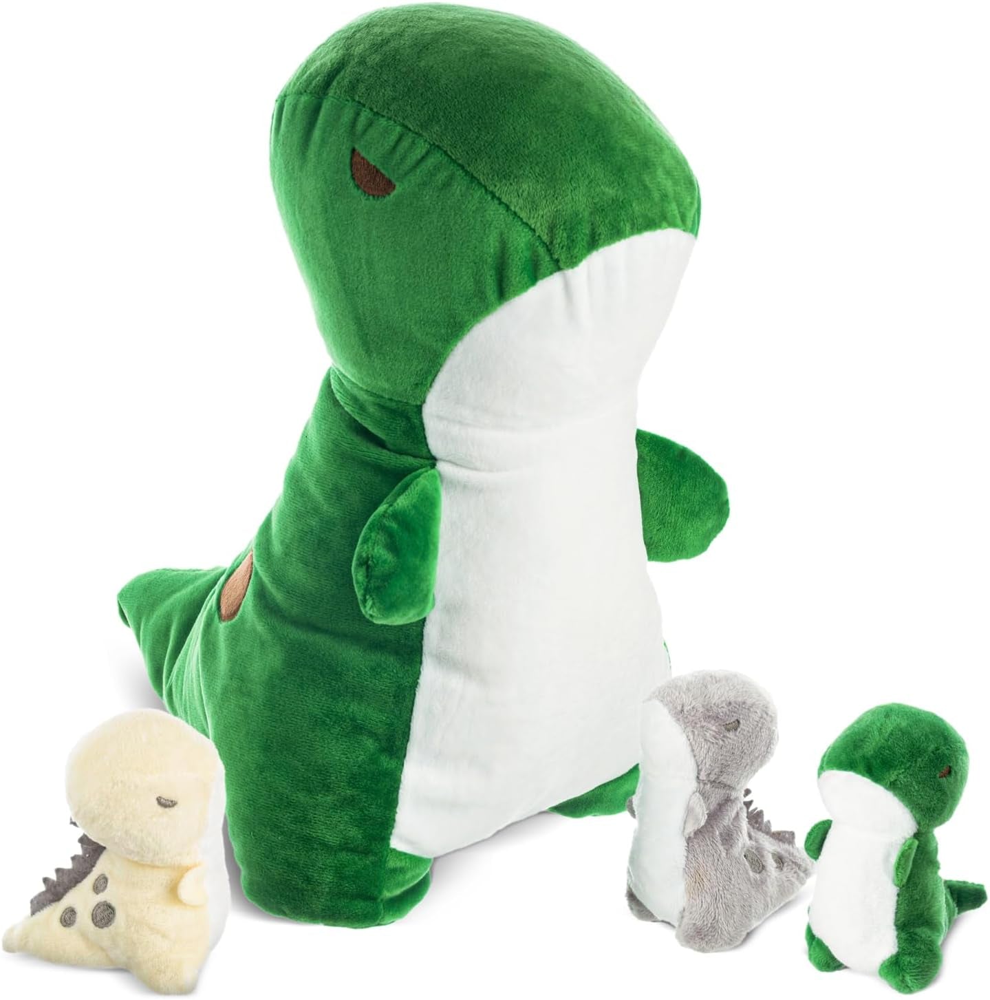Dinosaur Stuffed Animals - T-Rex Mommy with 3 Babies in Her Tummy - Cuddly Dino Plushies for Imaginative Play - Plush Toys Suitable for Kids 3 Years Old and above - 10" X 8.5" X 11"