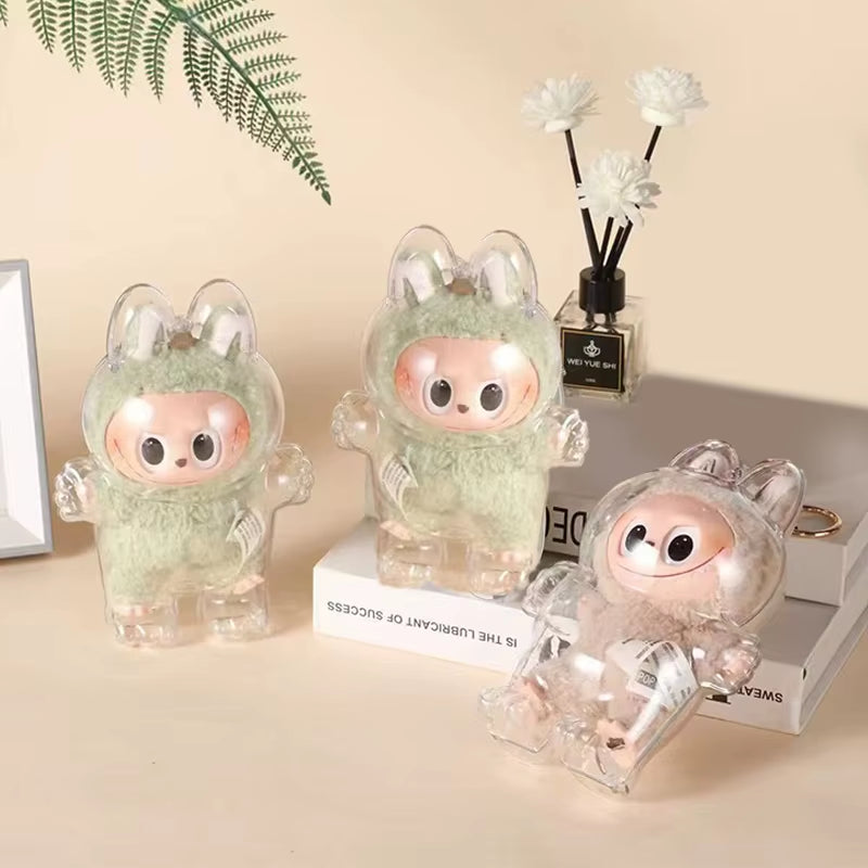 Labubu Transparent Protective Storage Case Plush Dolls Display Bag Portable Clear Organizer Box Thickened Dolls Bag