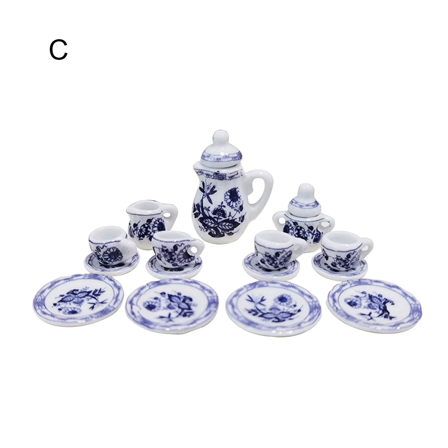 Miniature Doll House Pink Flower Patten Porcelain Coffee Tea Cups Ceramic Tableware Dollhouse Kitchen Accessories