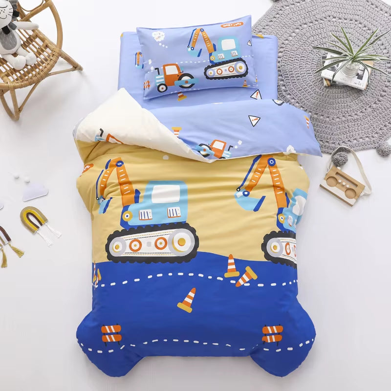Children'S Cotton Three-Piece Set Kindergarten Nap Cartoon Bed Sheet Quilt Cover Cotton Bedding Kit Pillowcase CP27