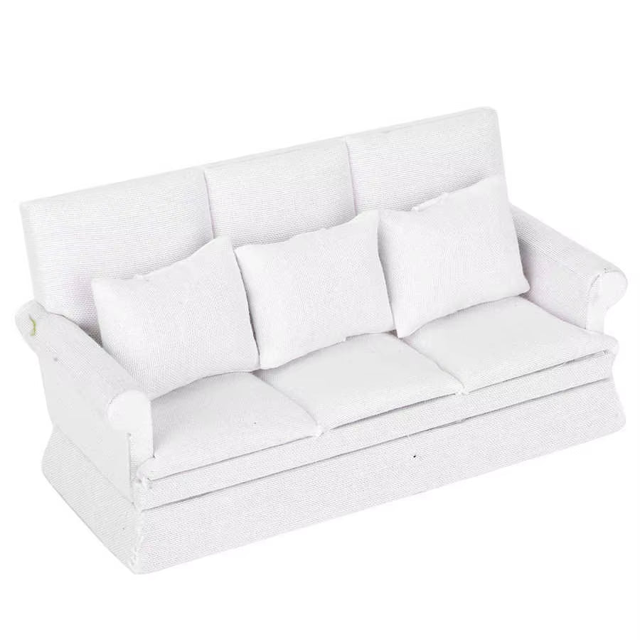 1:12 Mini Dollhouse Furniture Sofa Simulation Miniature Living Room Chairs Kids Pretend Play DIY Doll House Decor