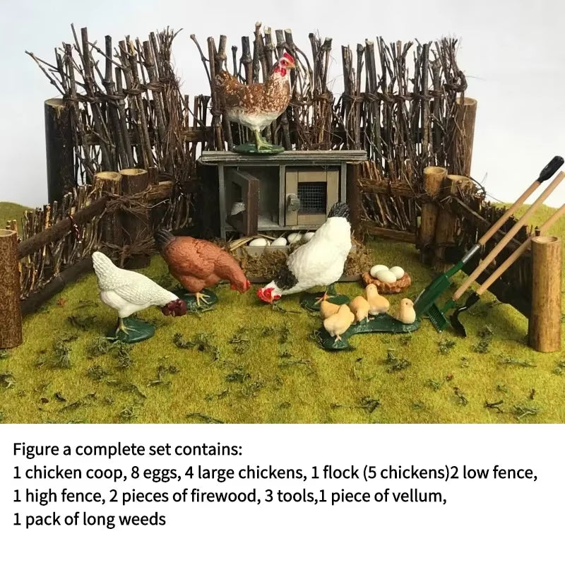Doll House Mini Wooden Chicken House Mini Bonfire Miniature Manger Doll House Accessories Fairy Garden Yard Decoration