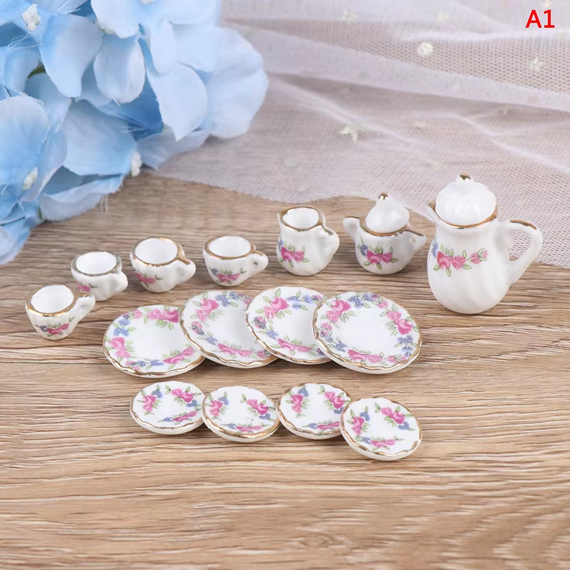 29 Styles Ceramic Cup Set Scale 1:12 Doll House Miniature Porcelain Tea Cup Set Tableware Kitchen Dollhouse Teapot DIY Toys
