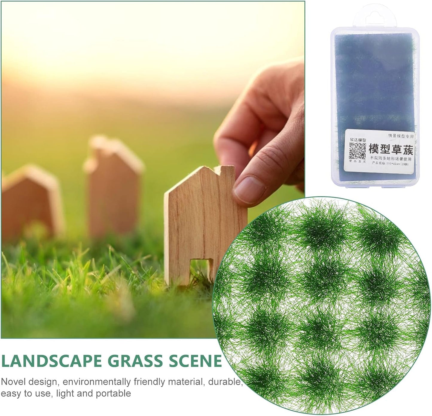 1 Box Artificial Grass Flower Cluster Tufts Green Grass Railway Grass Tufts Flower Grass Tufts Static Flower Tufts Model Grass Mat Bushes for Static Scenery Model Leaf Mini Plastic