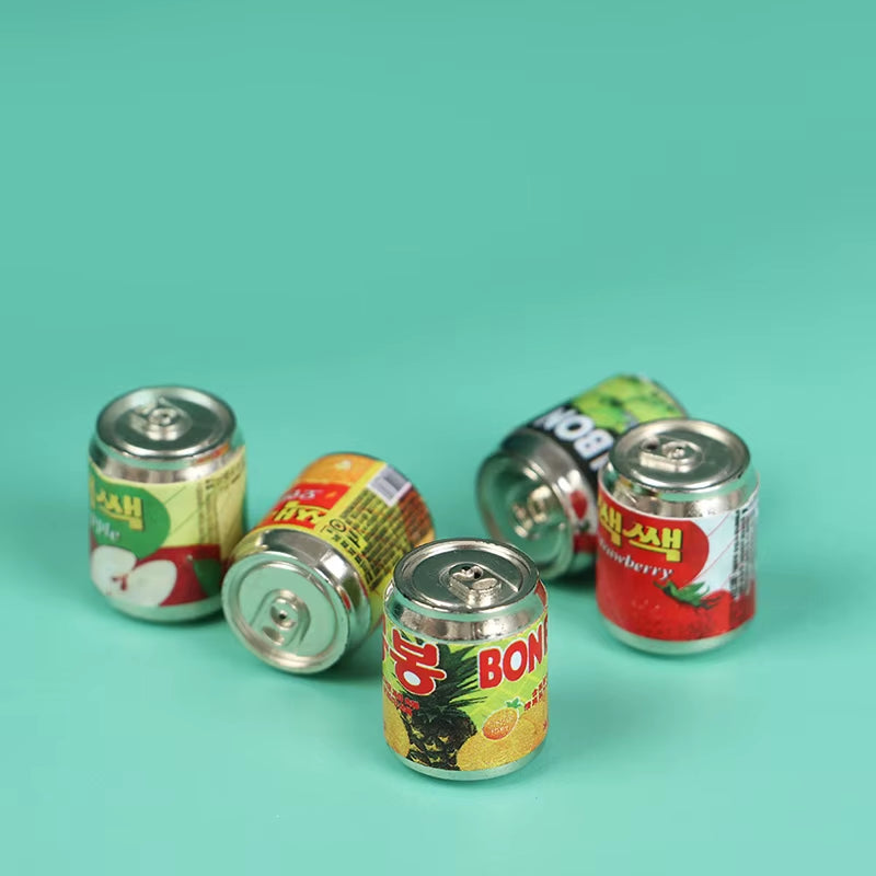 2021 New 5Pcs 1/12 Mini Cute Miniature Doll House Fruit Drink Can Bottle Food Accessories for Doll House Decoration