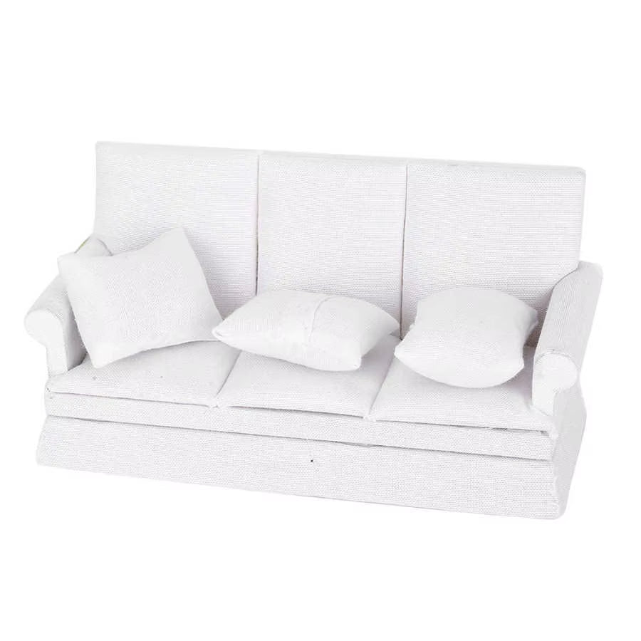1:12 Mini Dollhouse Furniture Sofa Simulation Miniature Living Room Chairs Kids Pretend Play DIY Doll House Decor