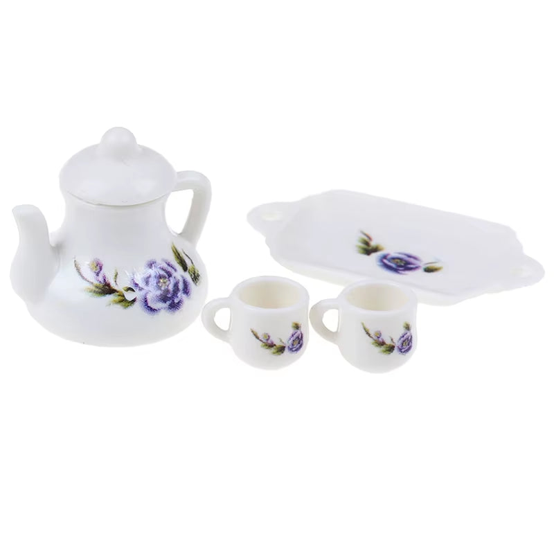 29 Styles Ceramic Cup Set Scale 1:12 Doll House Miniature Porcelain Tea Cup Set Tableware Kitchen Dollhouse Teapot DIY Toys