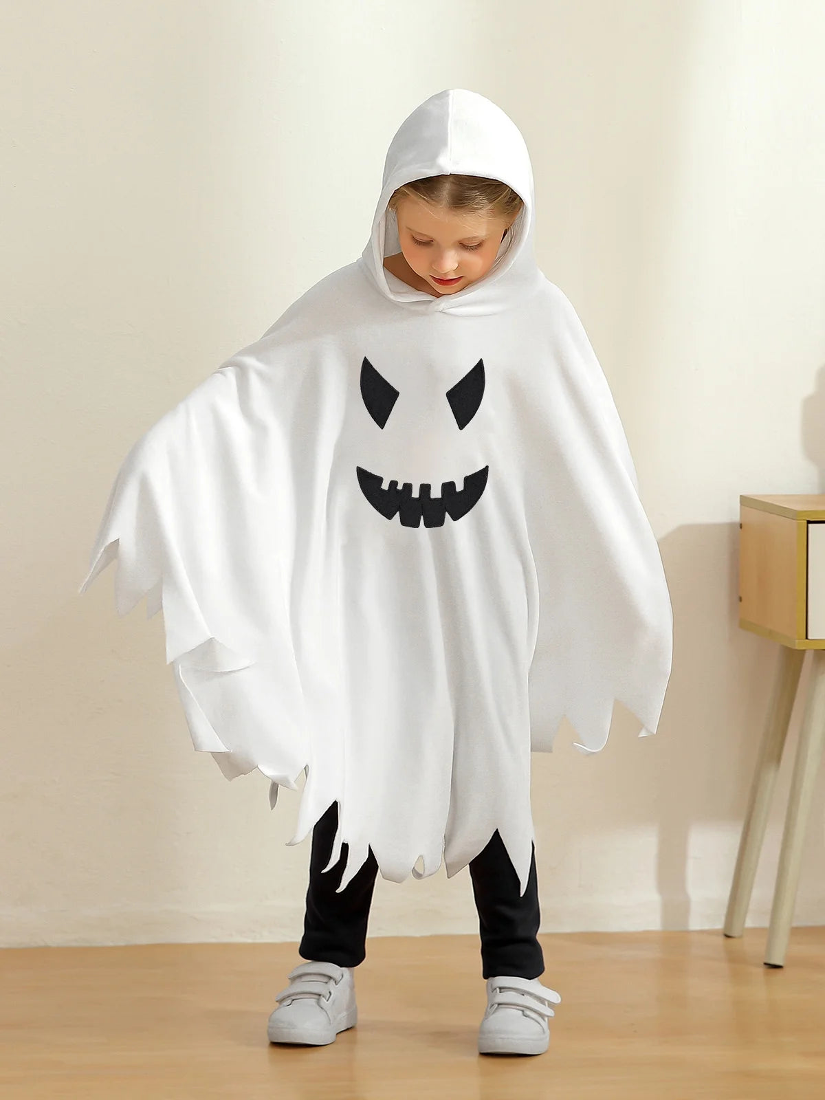 Lovebay Toddler Baby Girls Boys Halloween Costume White Ghost Smile Cape Cloak Fancy Party Cosplay with Hat