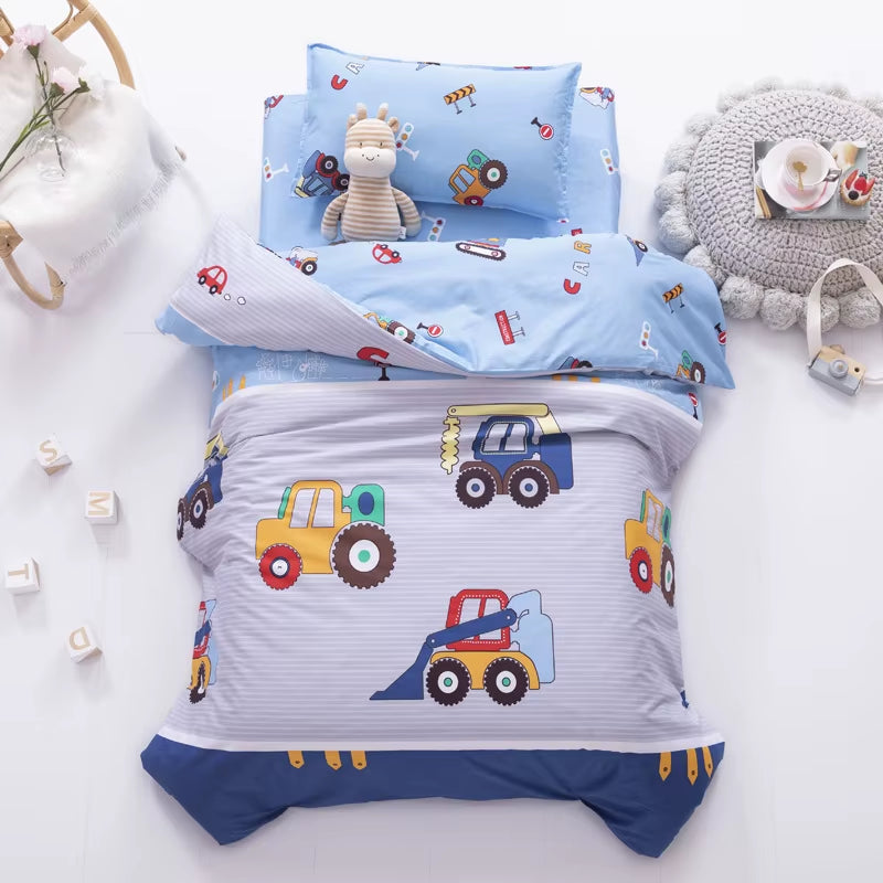 Children'S Cotton Three-Piece Set Kindergarten Nap Cartoon Bed Sheet Quilt Cover Cotton Bedding Kit Pillowcase CP27
