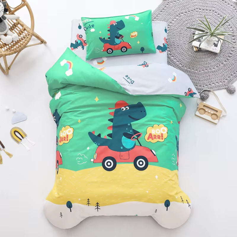 Children'S Cotton Three-Piece Set Kindergarten Nap Cartoon Bed Sheet Quilt Cover Cotton Bedding Kit Pillowcase CP27