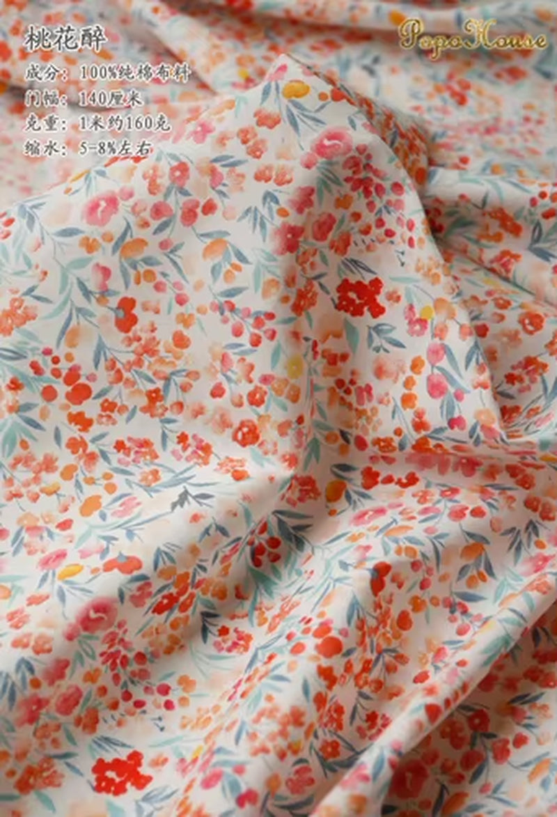 145X50Cm Pastoral Floral Twill Cotton Fabric DIY Children'S Wear Cloth Make Bedding Quilt Decoration Home B